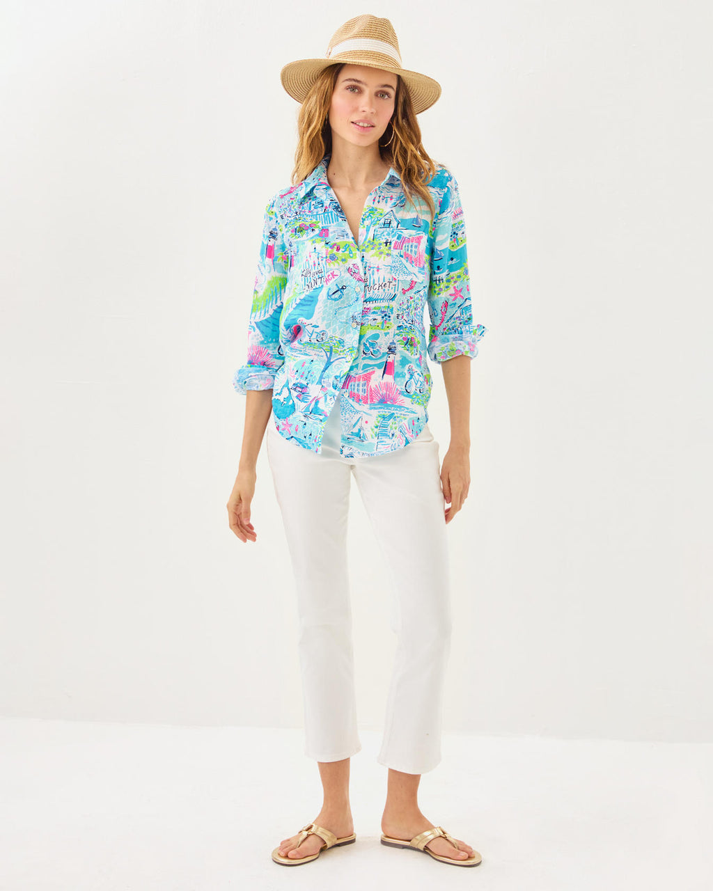 Sea View Button Down Top