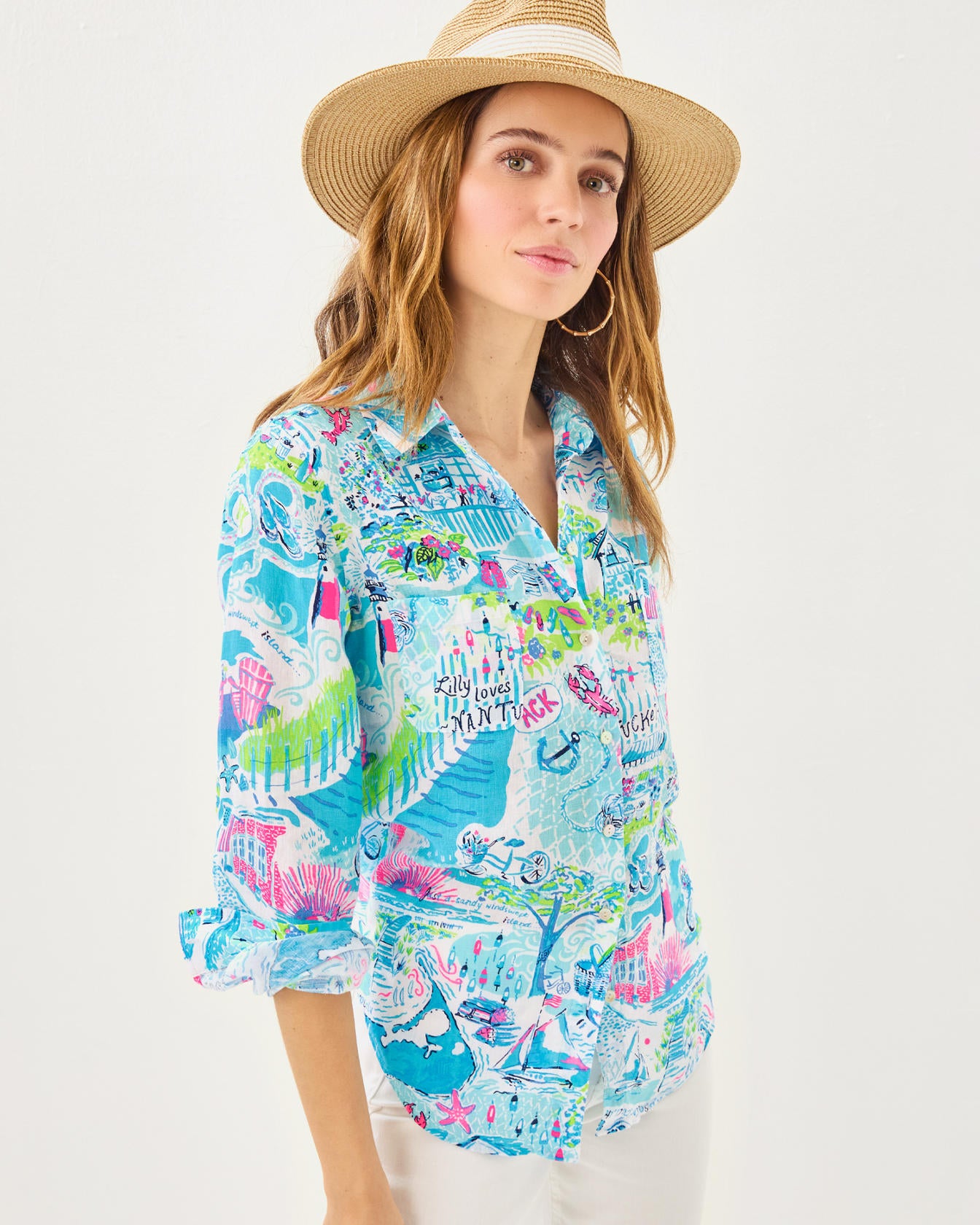 Sea View Button Down Top