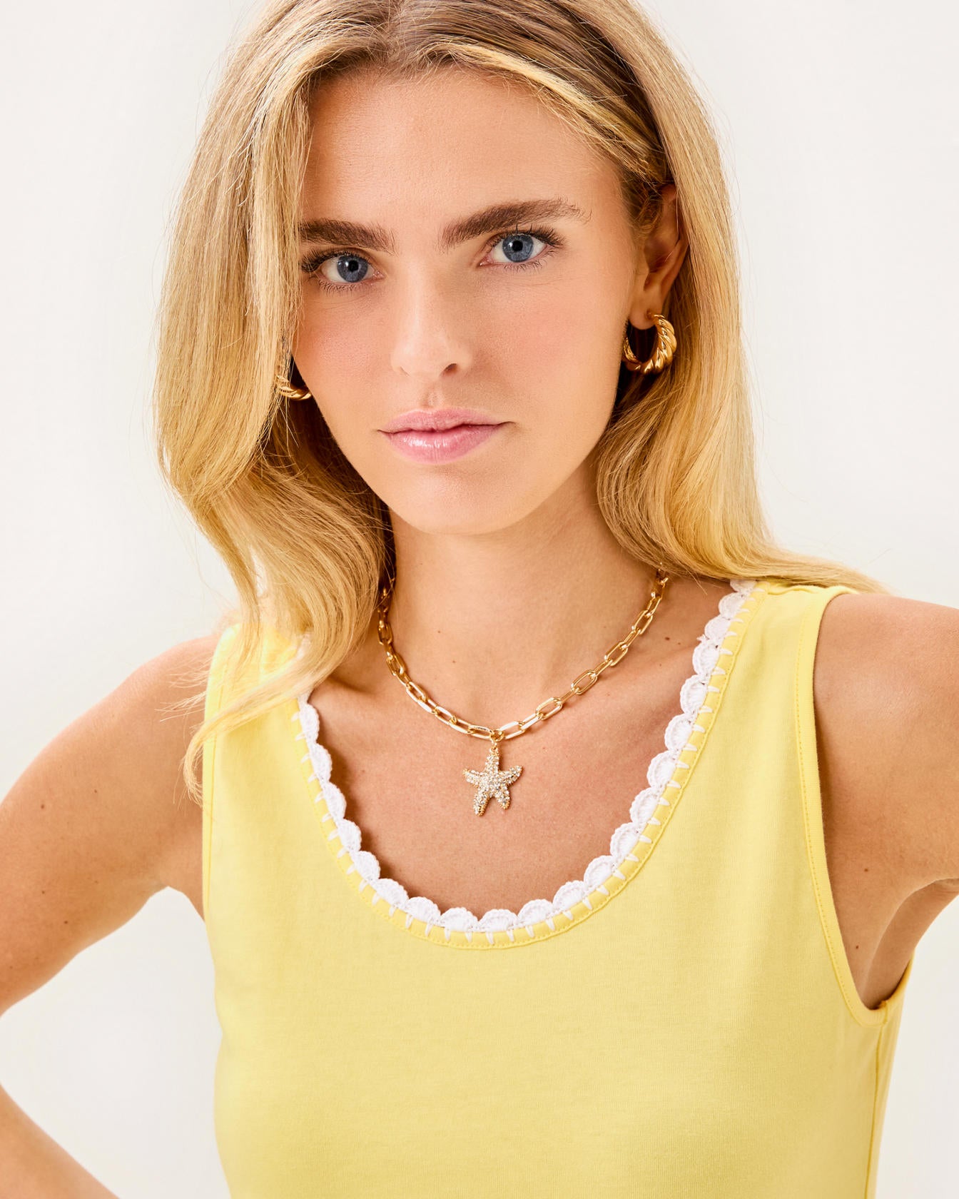 Gabbie Crochet Trimmed Knit Tank Top