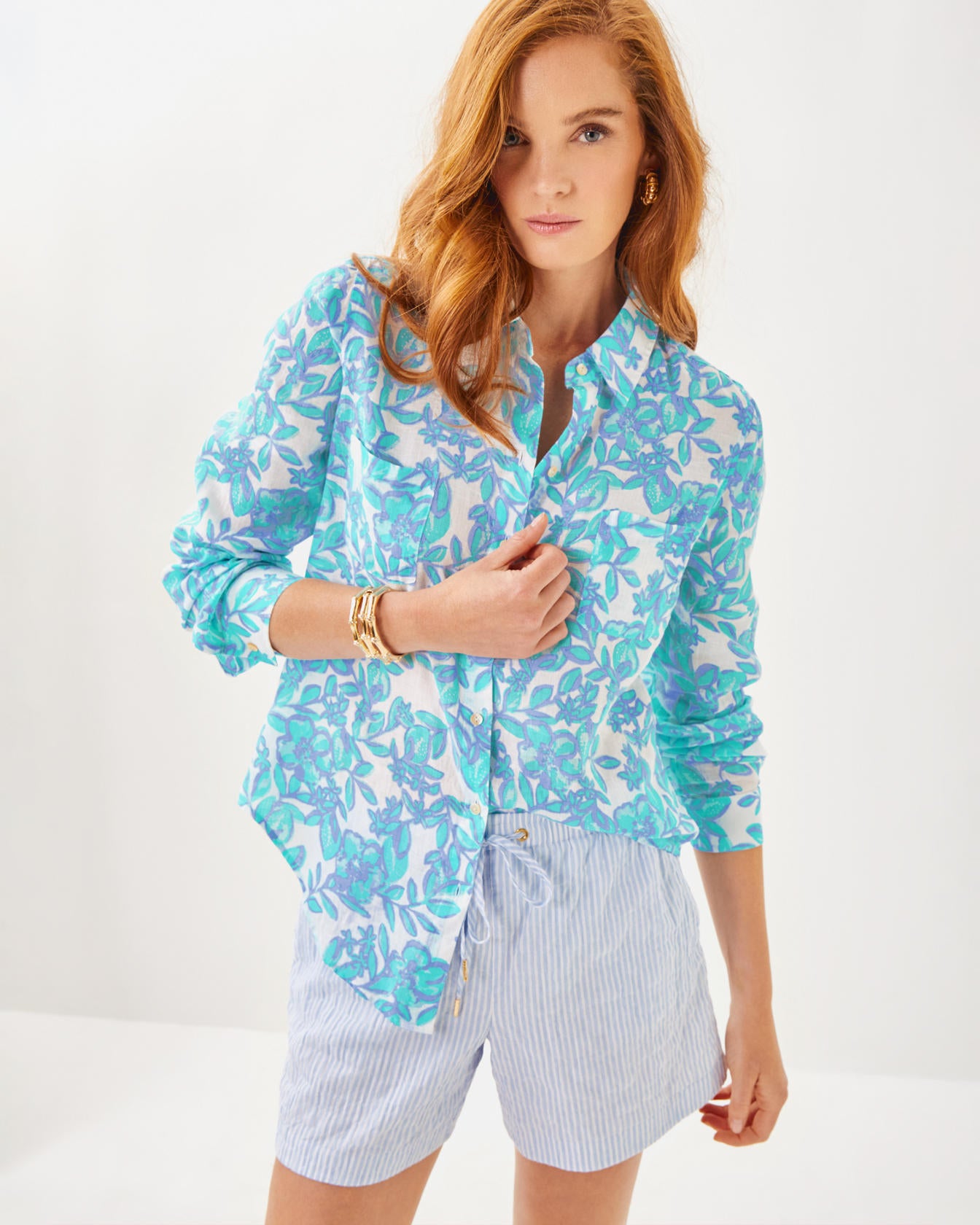 Sea View Linen Button Down Top