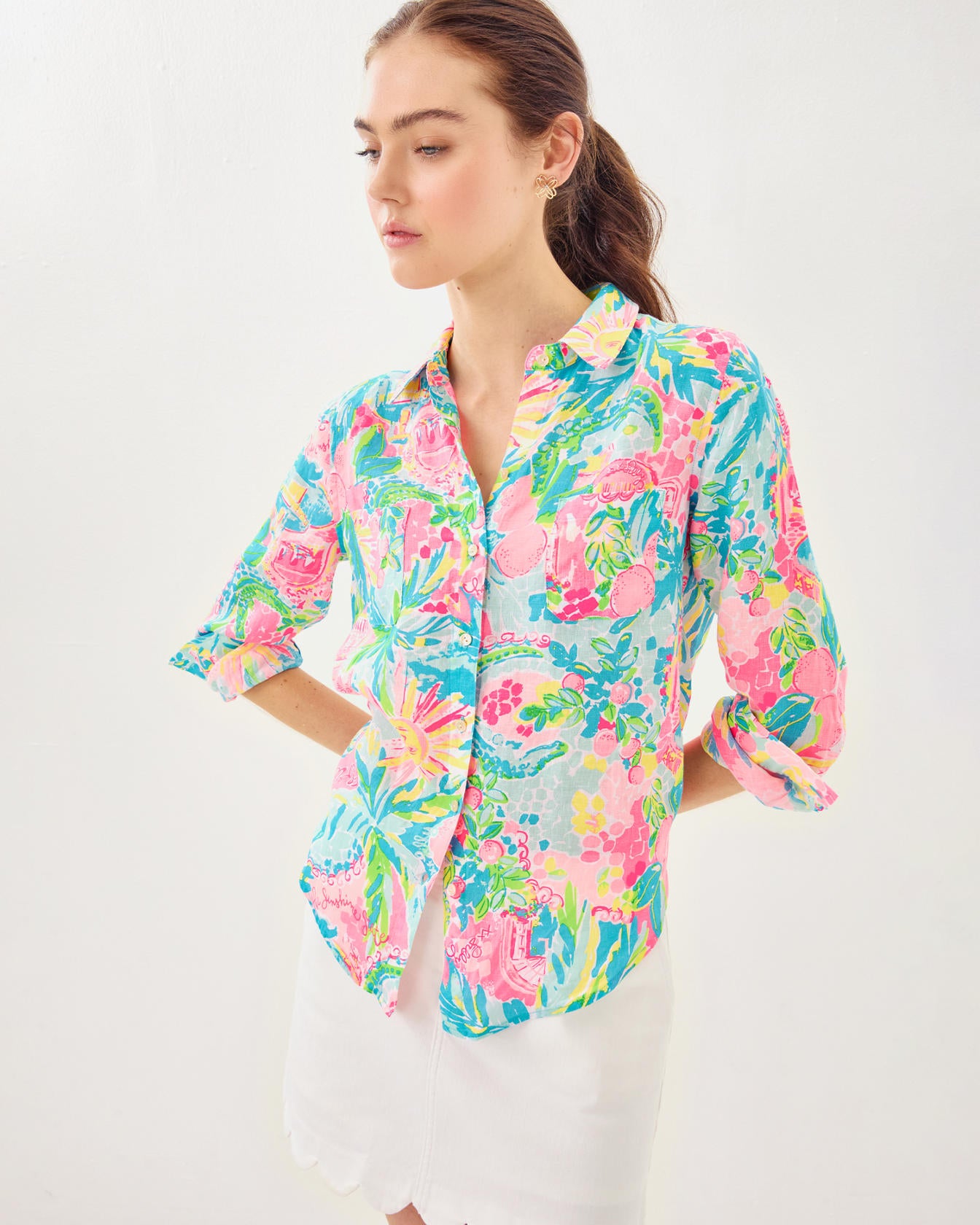 Sea View Button Down Top