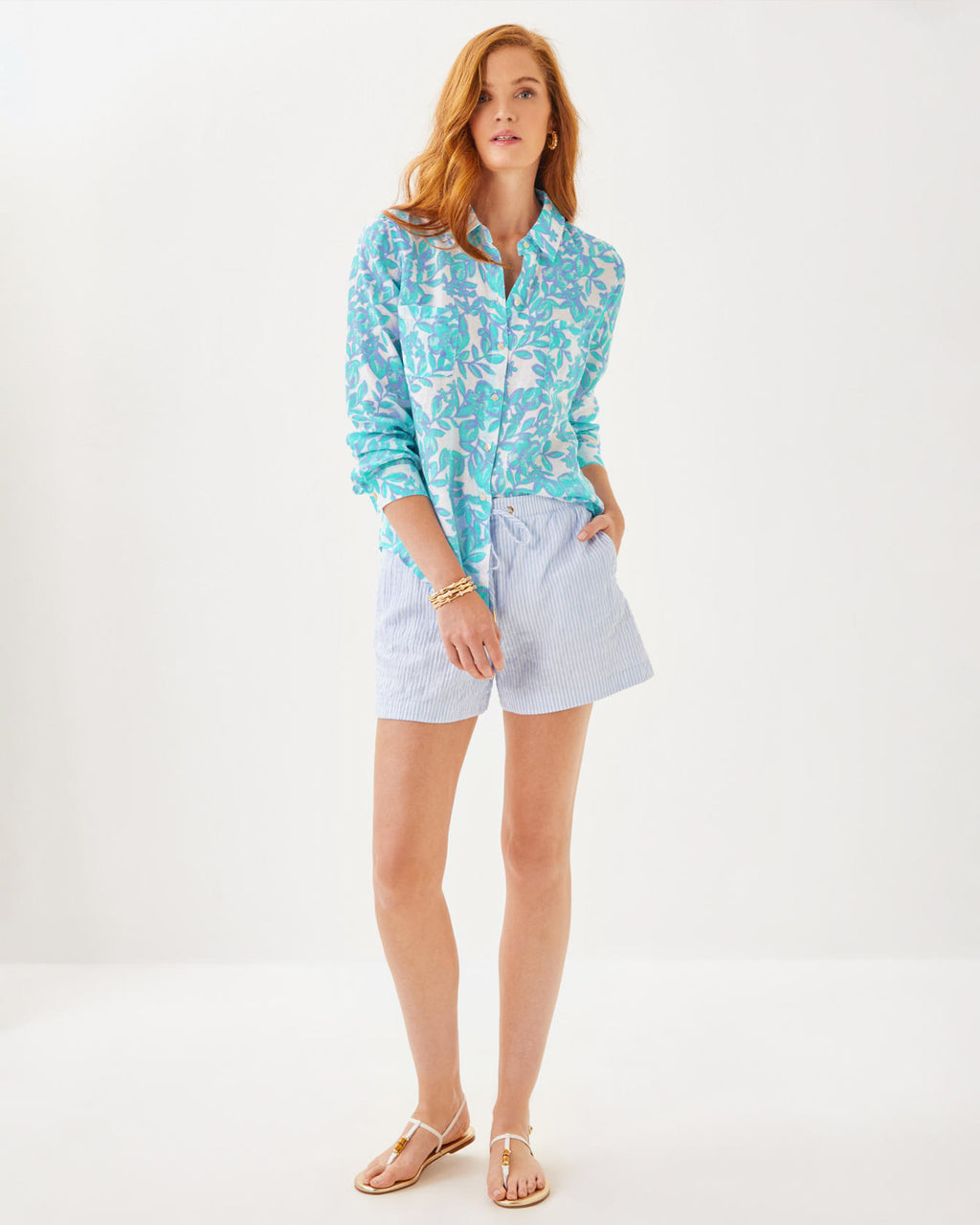 Sea View Linen Button Down Top
