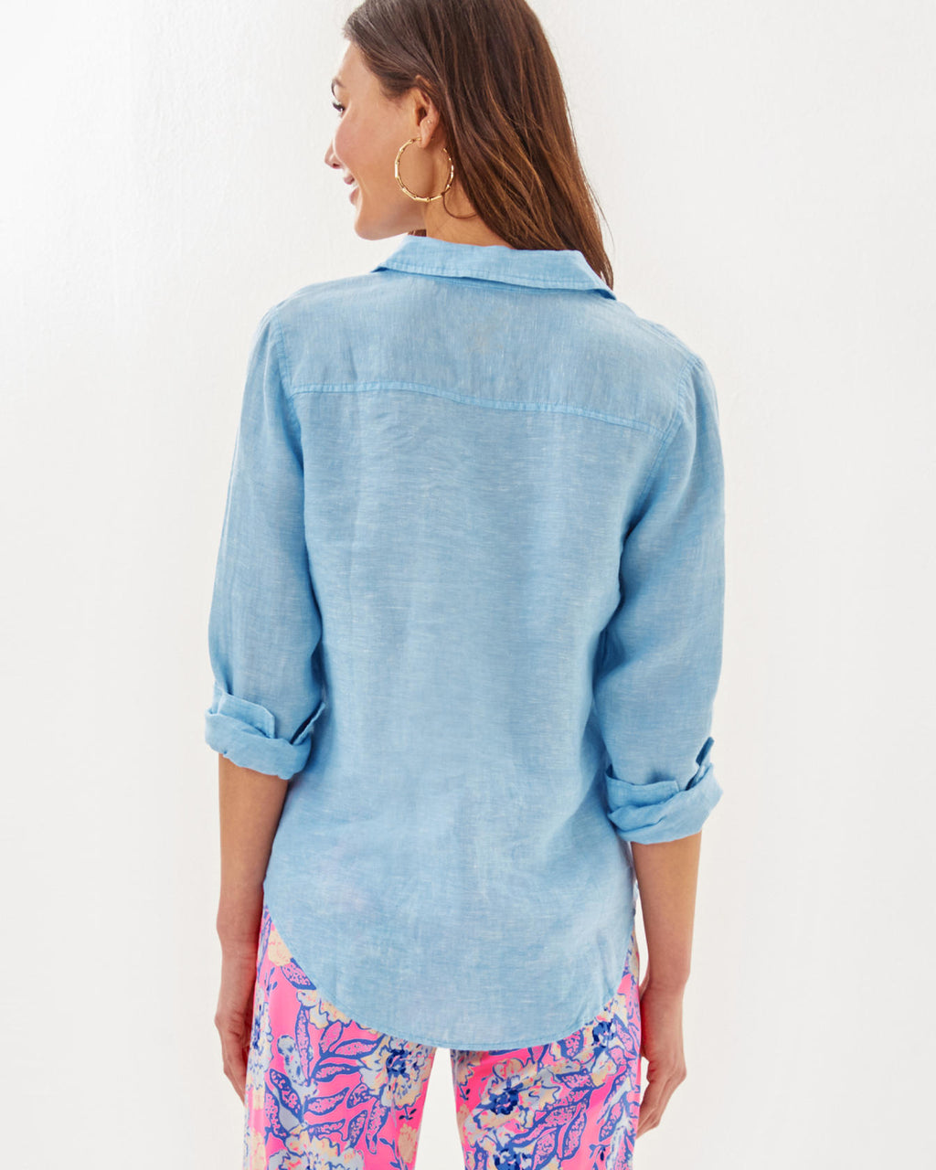 Sea View Linen Button Down Top