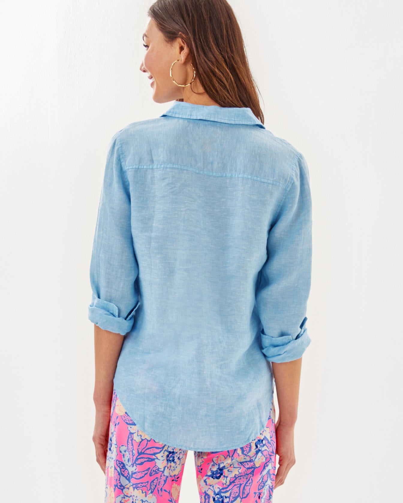 Sea View Linen Button Down Top