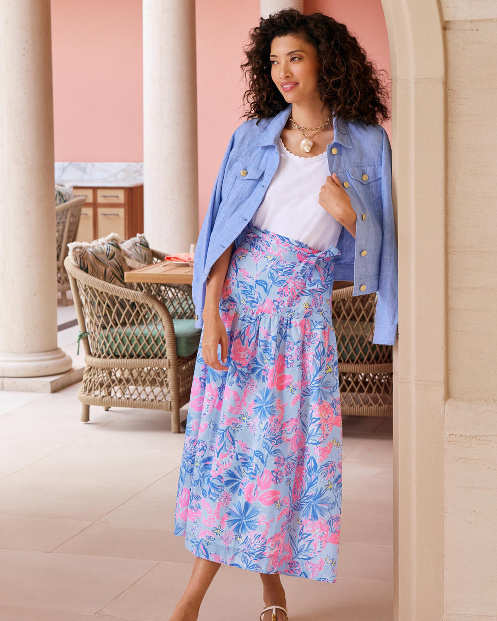 Corina Cotton Midi Skirt