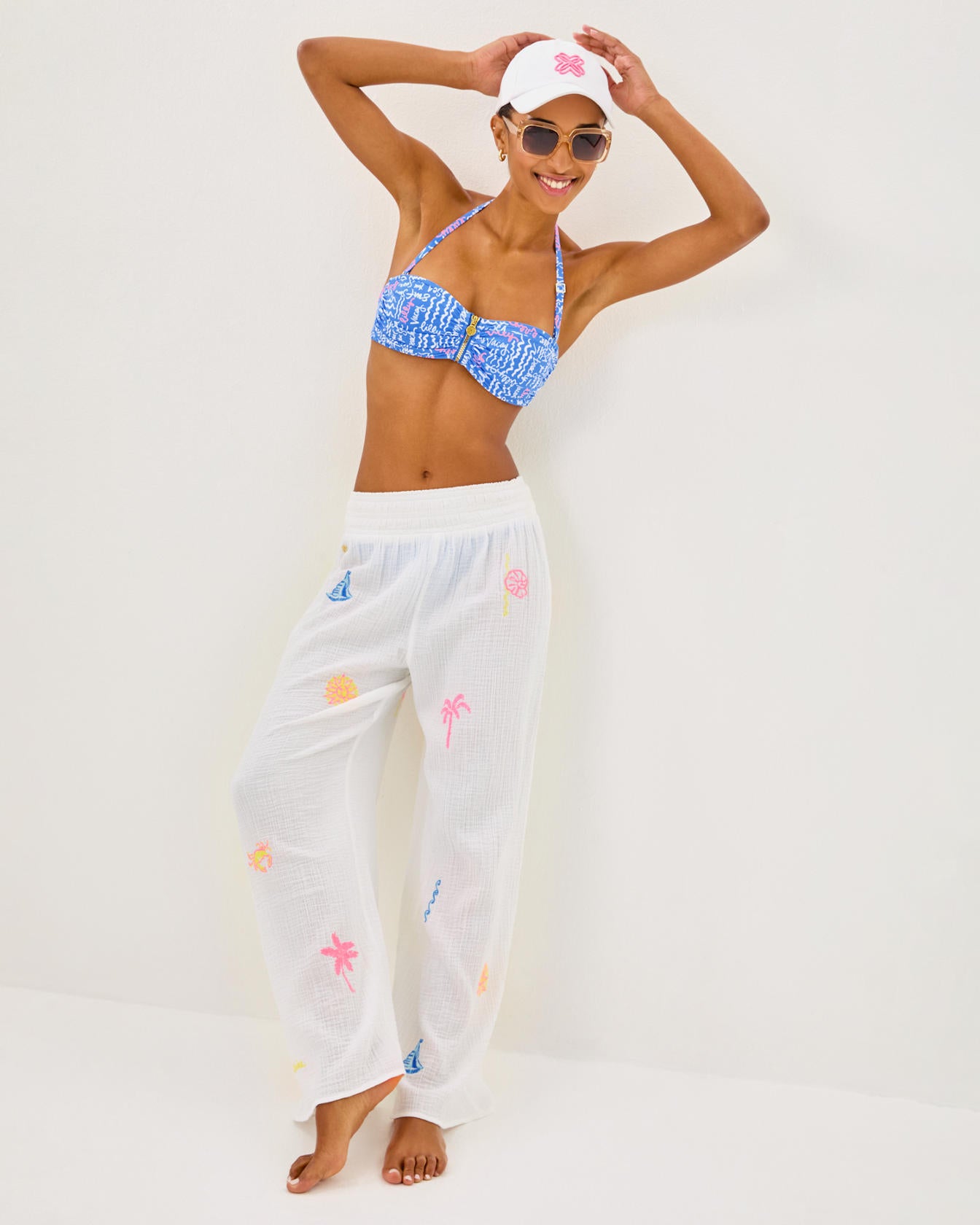 29" Enzo Embroidered Pant Cover-Up
