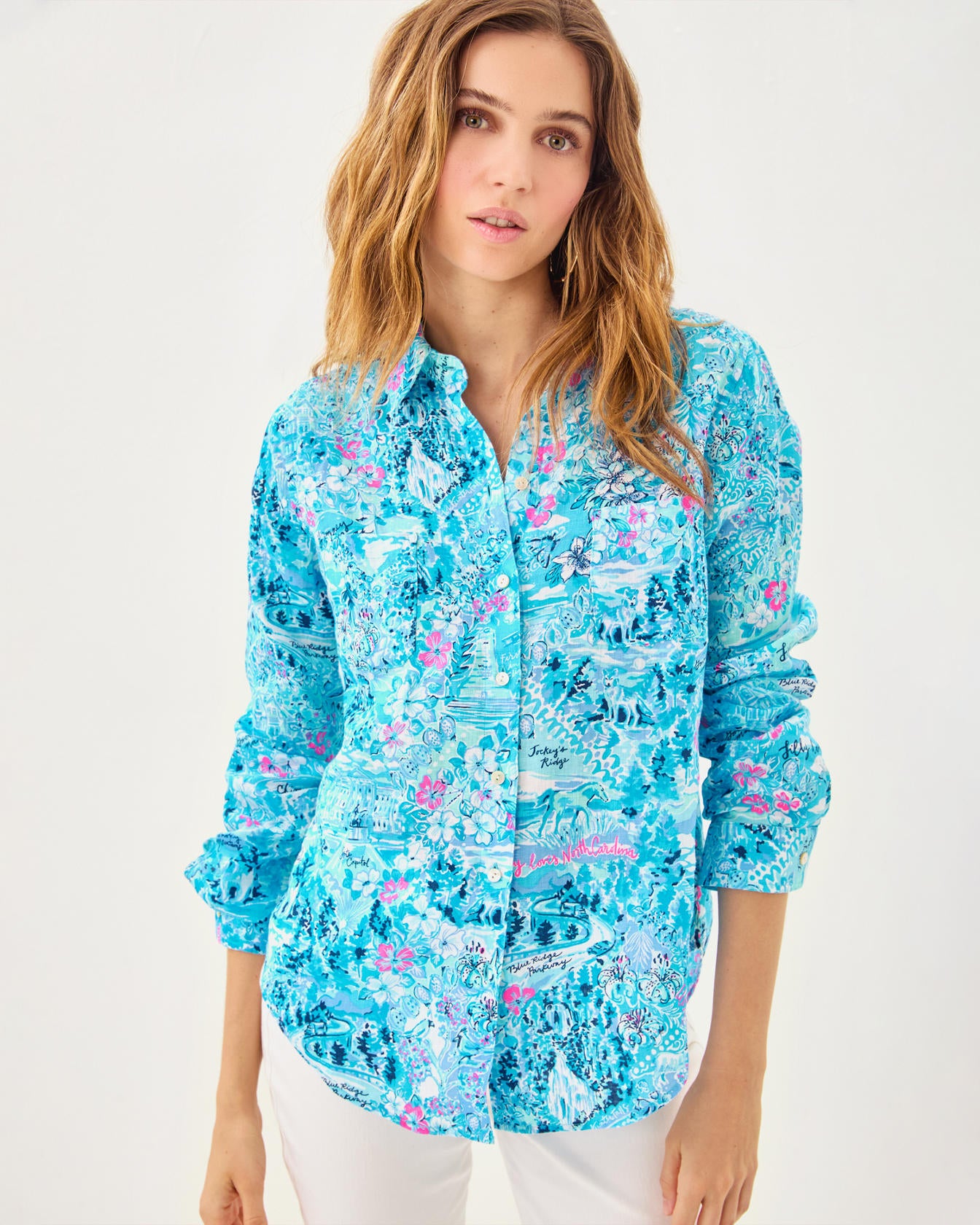 Sea View Button Down Top