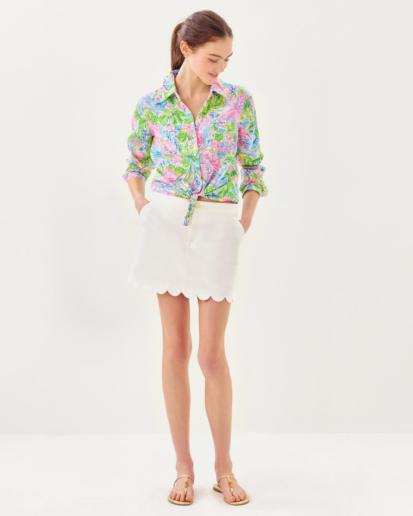 Sea View Button Down Top