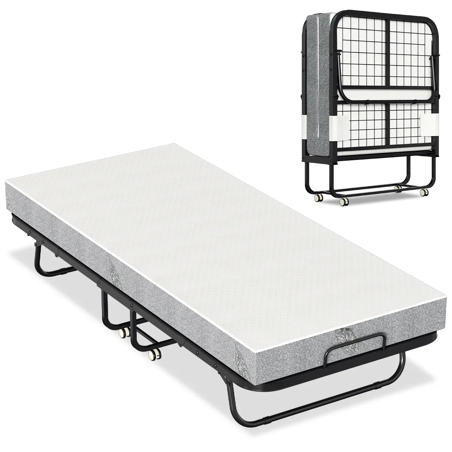 Sonnewelt Klappbett 90x200cm mit 13cm Dicke und Rollen