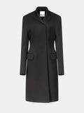 Black Sharp Wool Tailoring Molded Blazer Coat