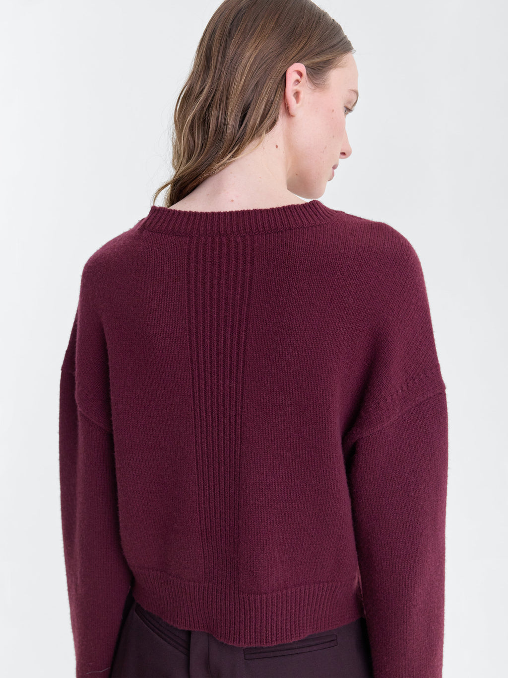Deep Red Wool Cashmere Ultra-Soft Crewneck Sweater