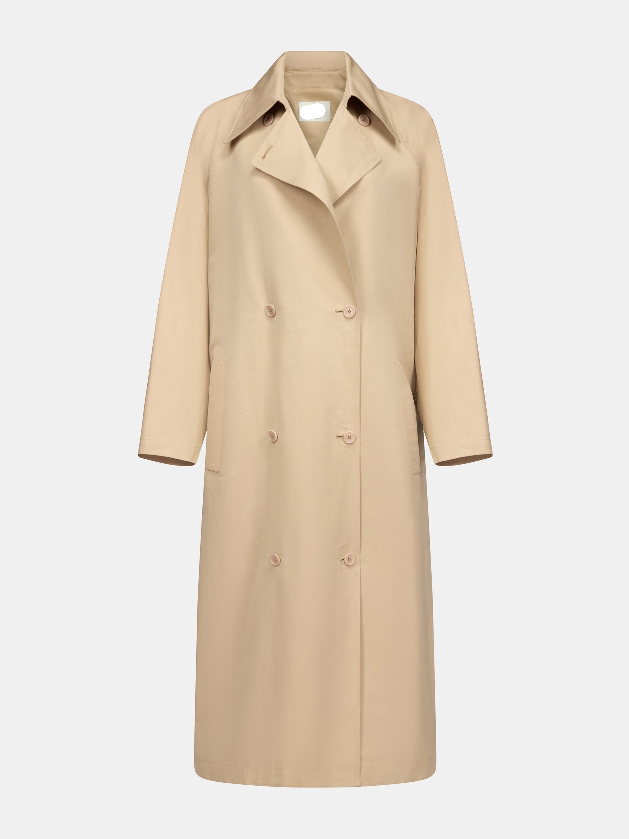 Ecru Lightweight Cotton Silk Faille Unstructured Trench Coat
