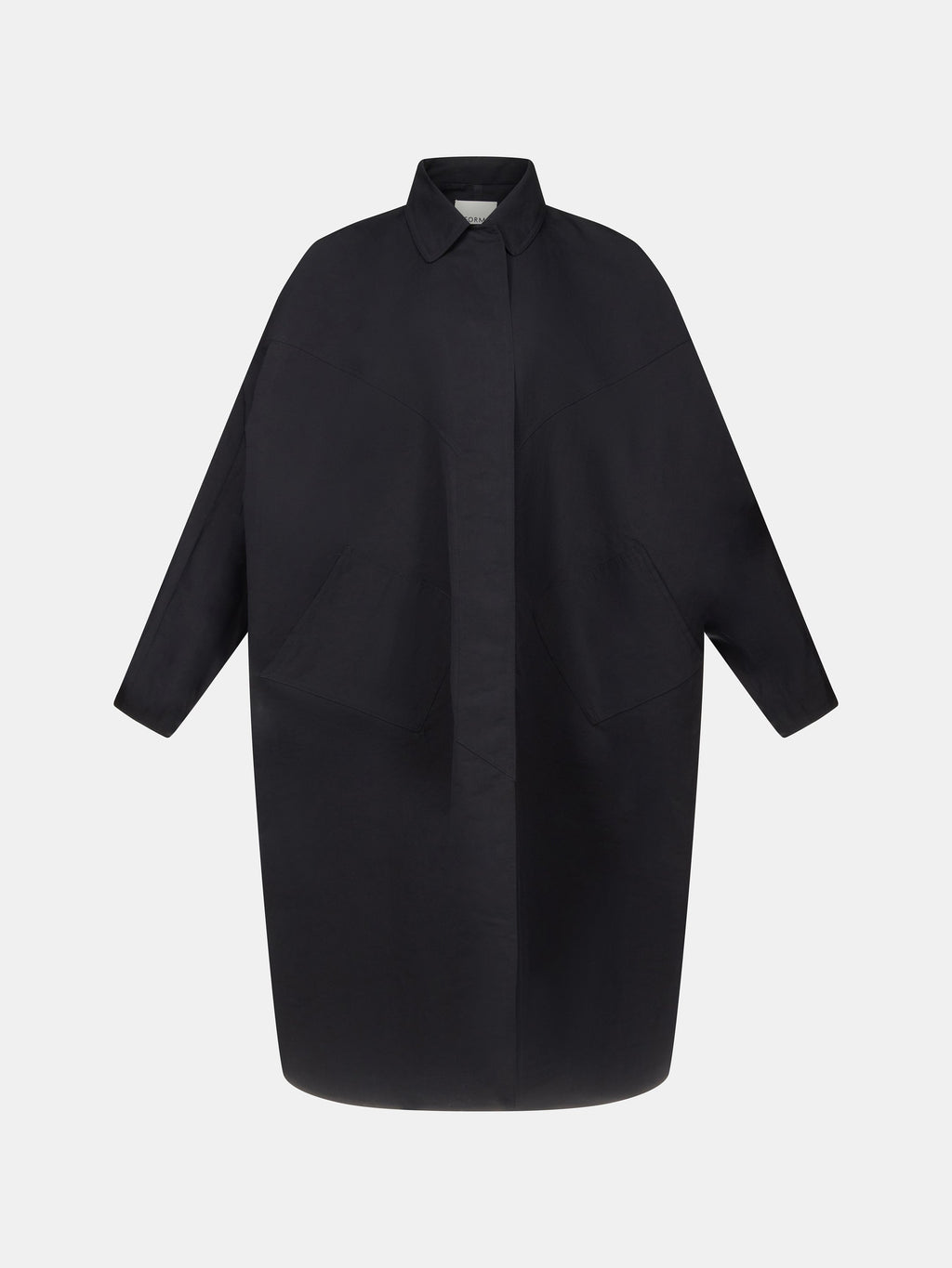 Black Lightweight Cotton Silk Faille Raglan Sleeve Parka