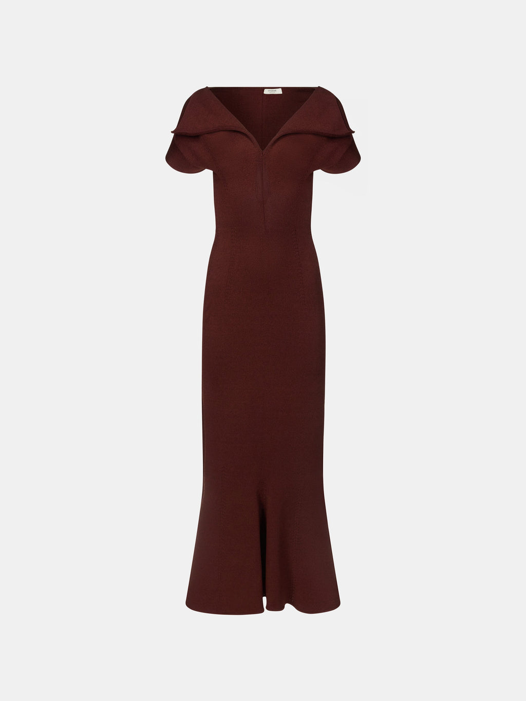 Deep Red Compact Cotton Knit Sculpted Dress