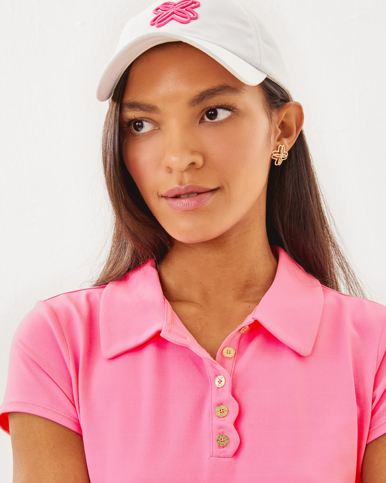 UPF 50+ Luxletic Frida Scallop Polo Top