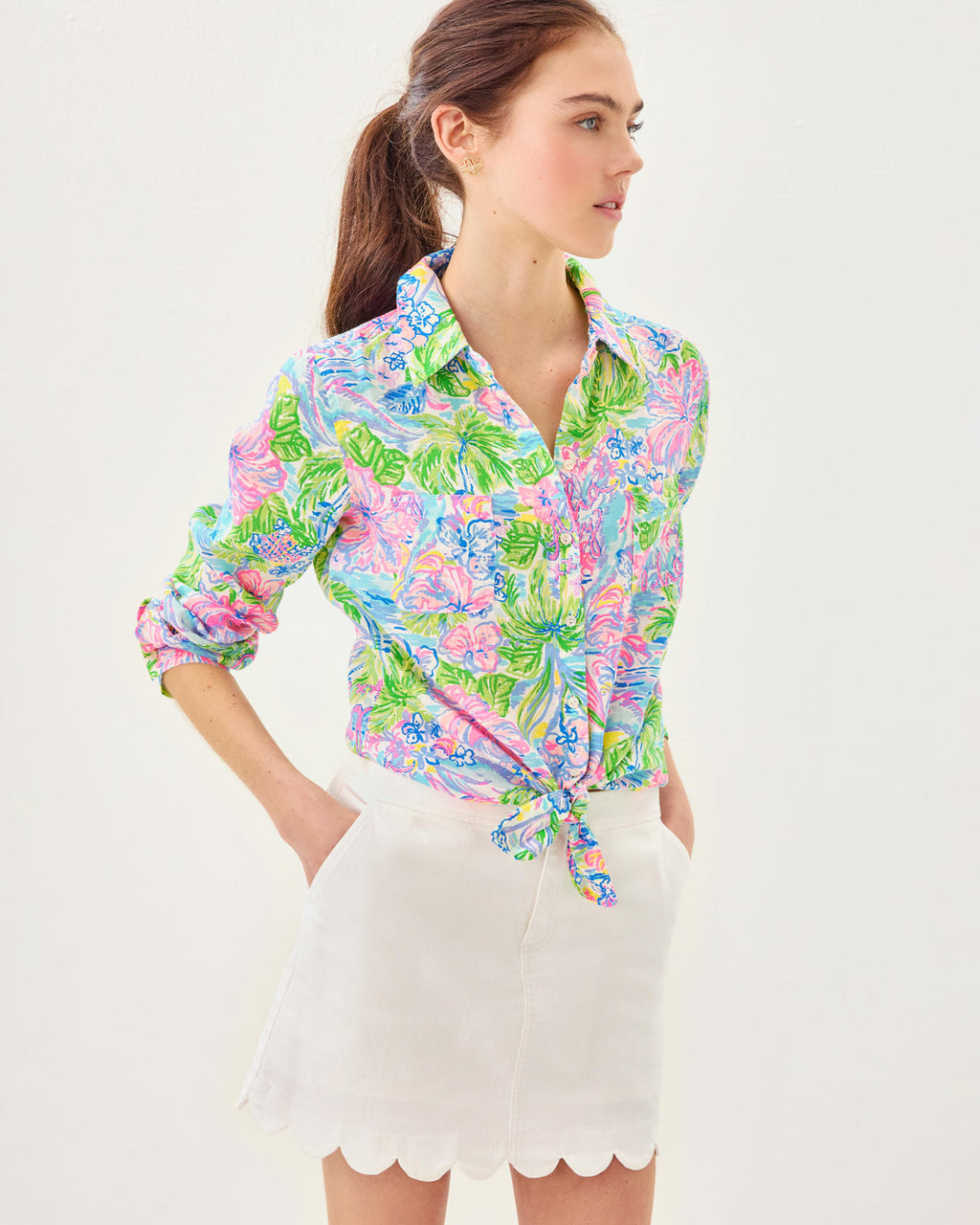 Sea View Button Down Top