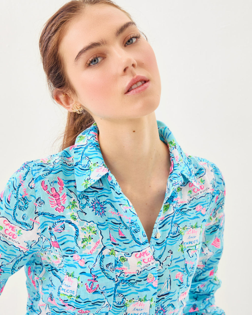 Sea View Button Down Top