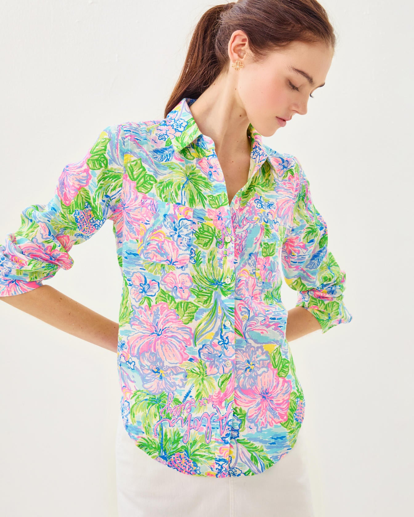 Sea View Button Down Top