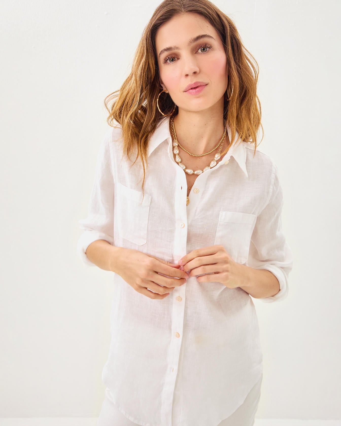 Sea View Linen Button Down Top
