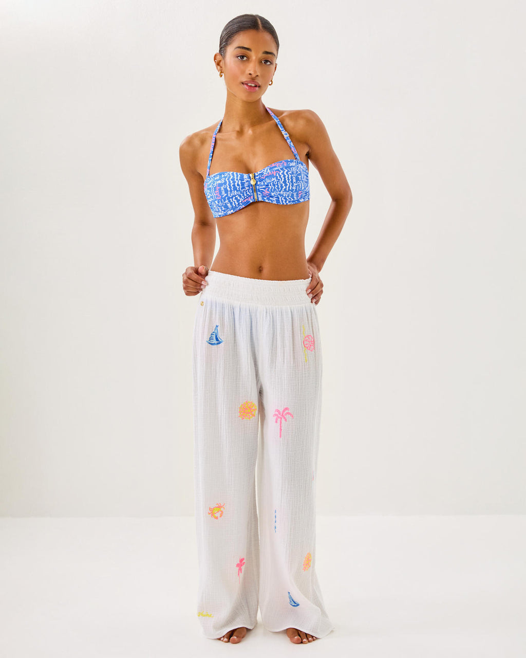 29" Enzo Embroidered Pant Cover-Up
