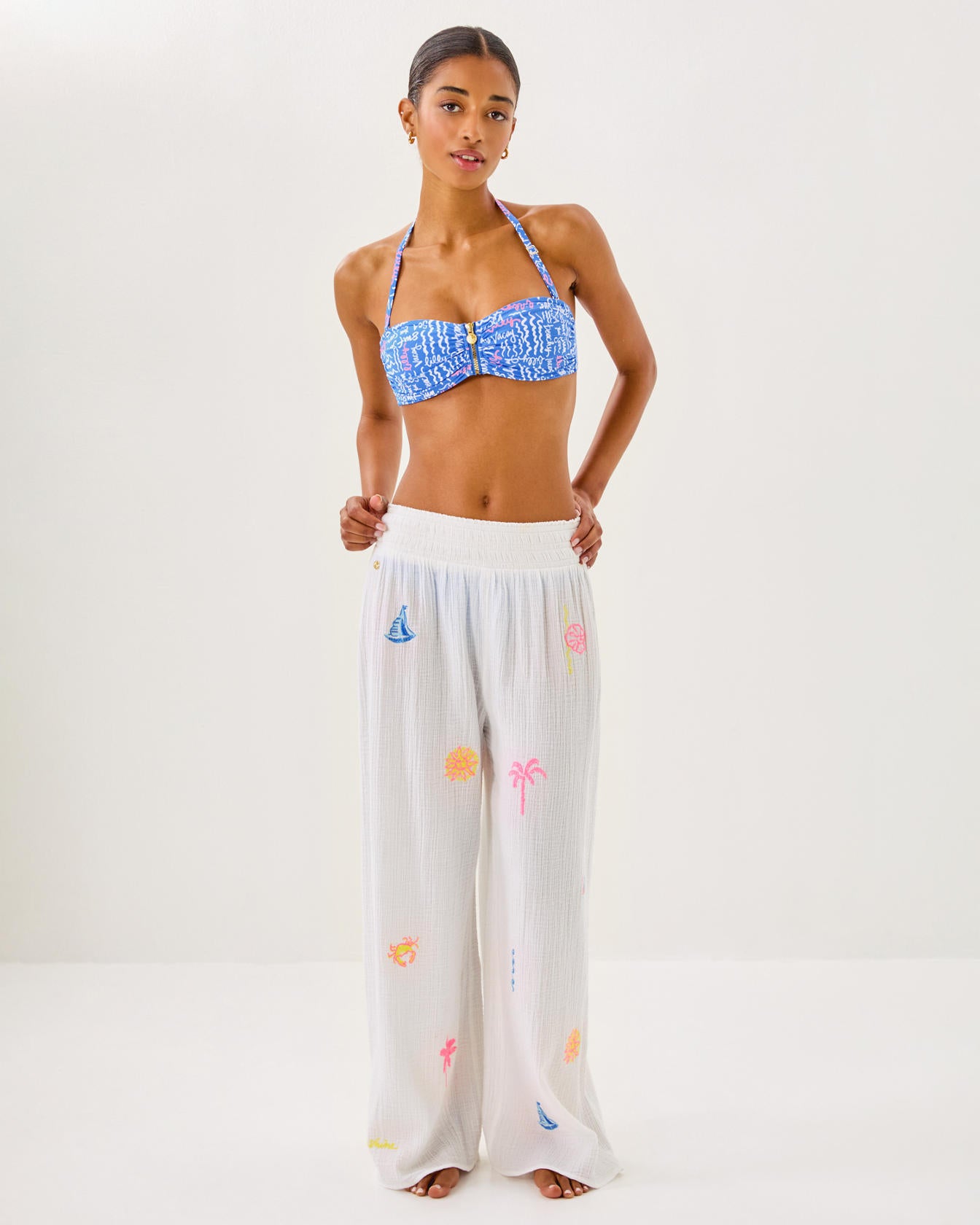 29" Enzo Embroidered Pant Cover-Up