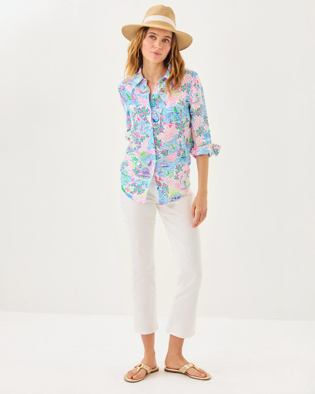Sea View Button Down Top