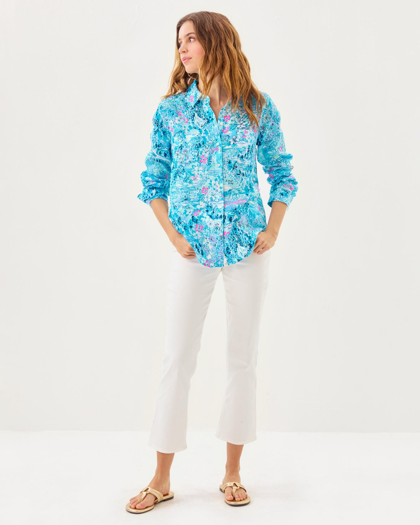 Sea View Button Down Top