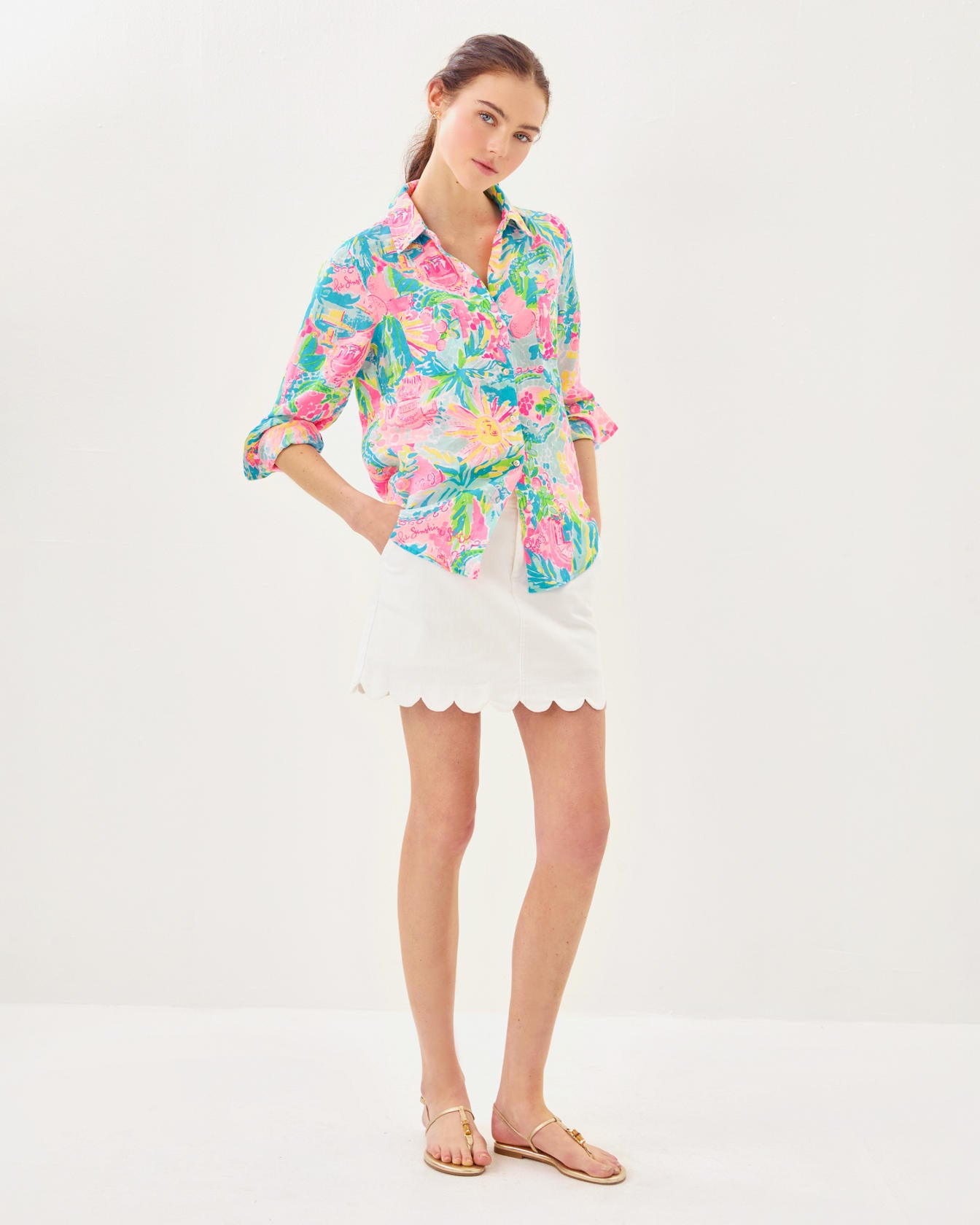 Sea View Button Down Top
