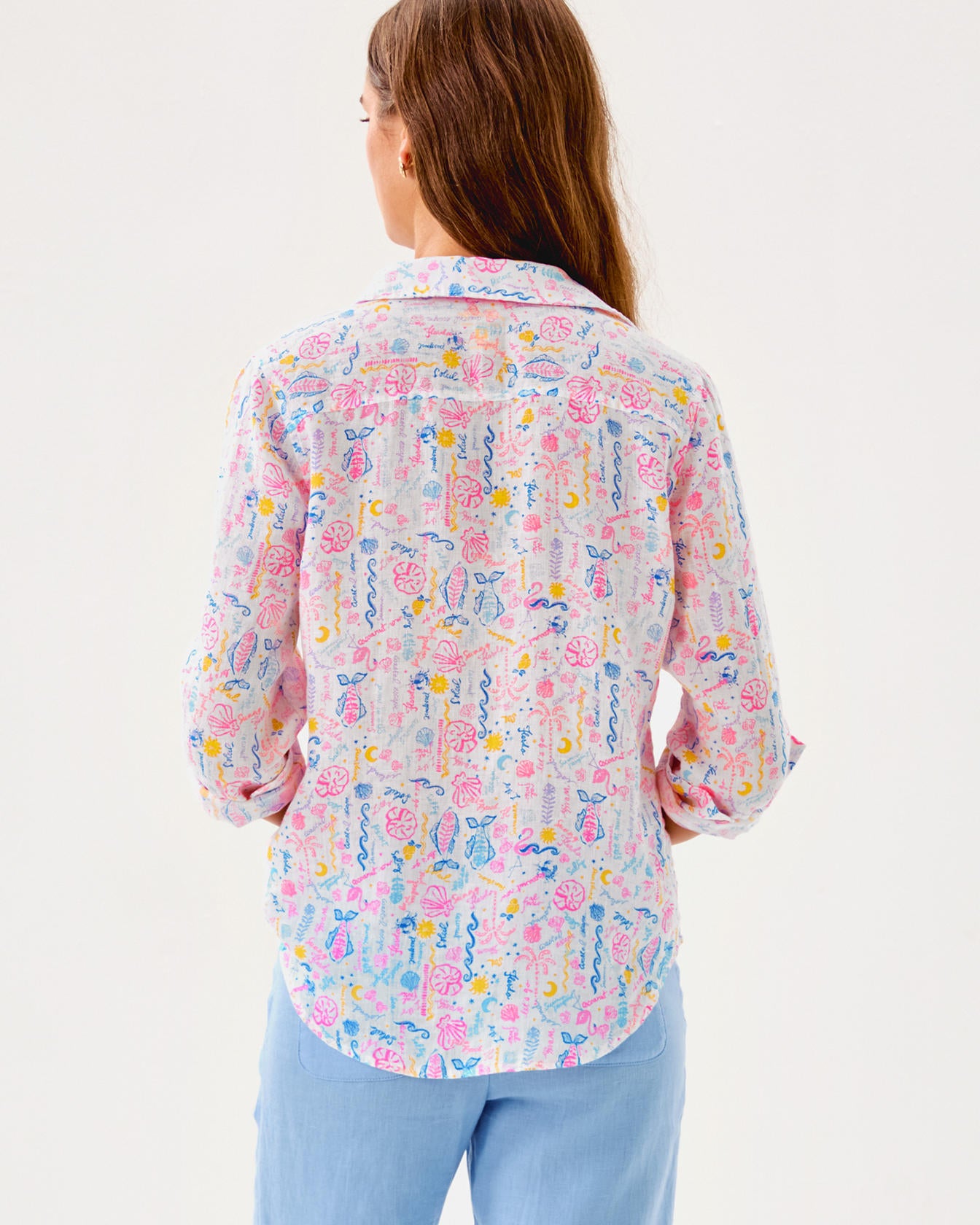 Sea View Linen Button Down Top