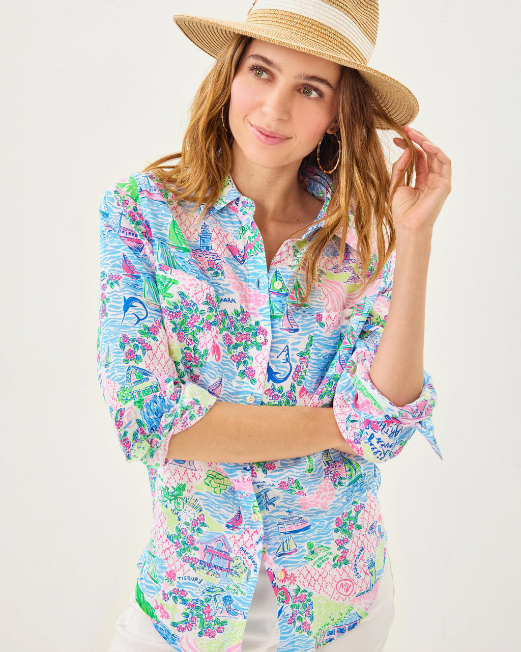 Sea View Button Down Top