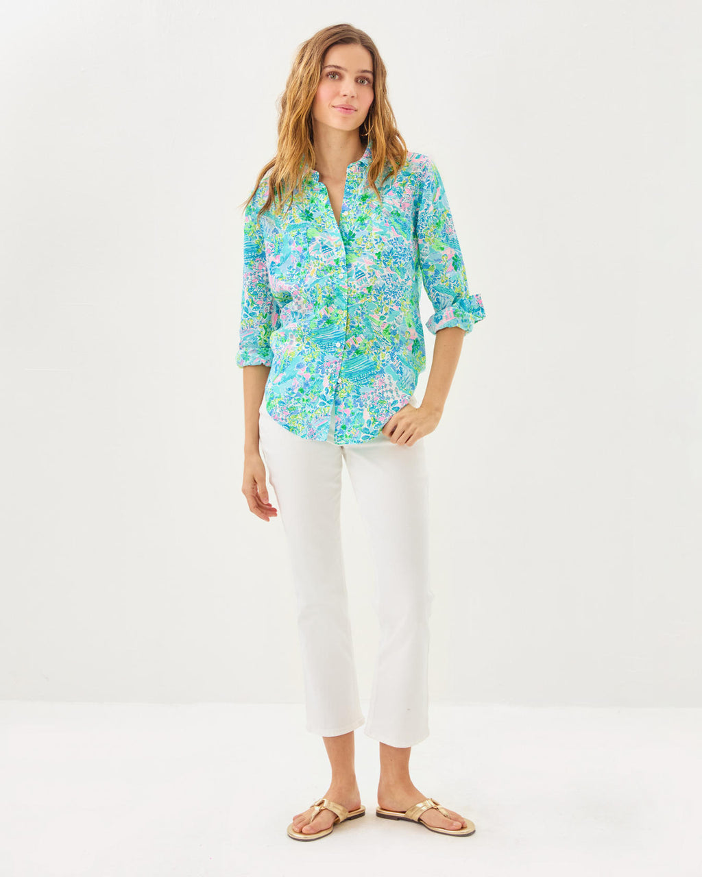 Sea View Button Down Top